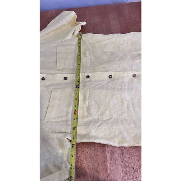 TOP DRAWER FLORIDA SHORT SLEEVE YELLOW BUTTON DOWN LINEN TOP WOMEN'S SZ M - Picture 10 of 10